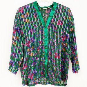 Vintage Victorias Secret Gold Label Green Blouse L